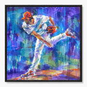 Expressive Baseball Pitcher in Blue and Violet #AEA022