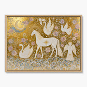 White Horse and Swans in a Golden Dreamscape #BP141