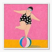 Polka-Dot Swimmer Balancing on a Beach Ball #CA199