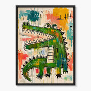 Green Crocodile in an Expressive Graffiti Scene #GA010