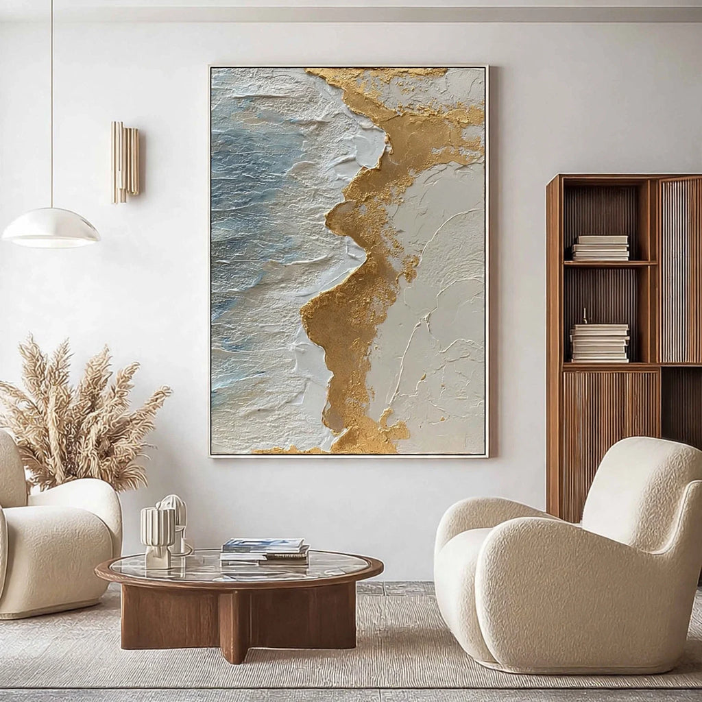 Gilded Coast Textured Abstract Painting #M1001