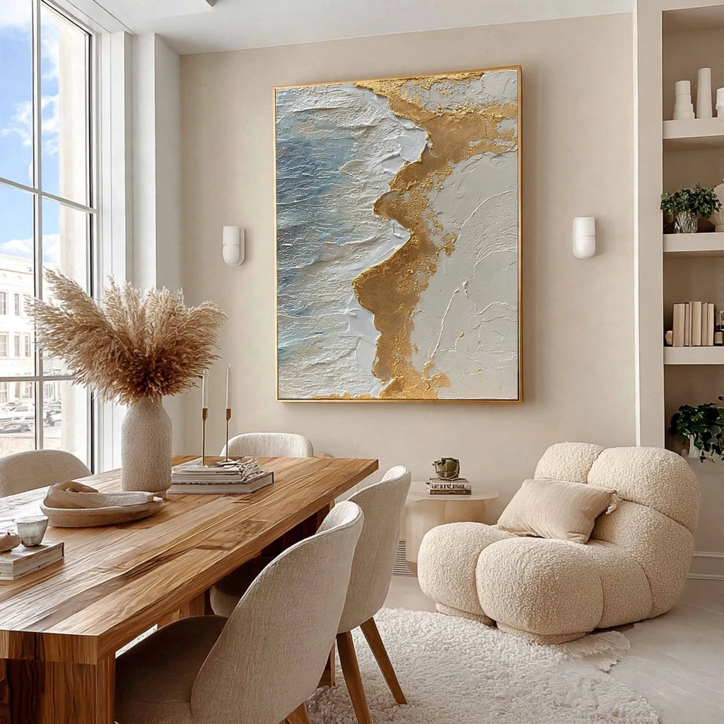 Gilded Coast Textured Abstract Painting #M1001
