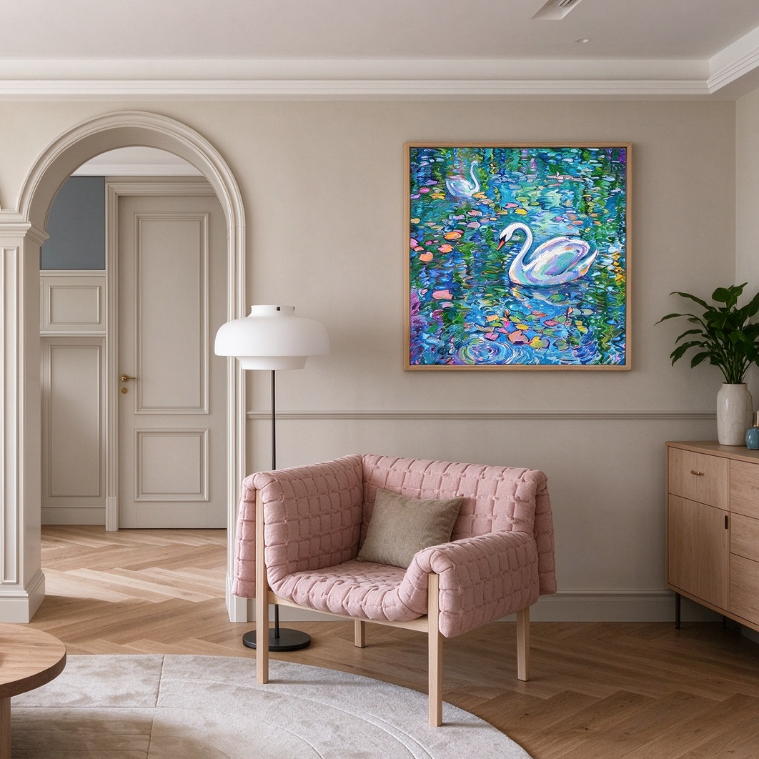 Swan Pond Painting #M802 - image 4