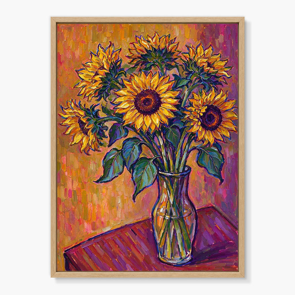 Sunflowers in Amber Vase Painting #M803 - main artwork