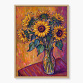 Sunflowers in Amber Vase Painting #M803 - main artwork
