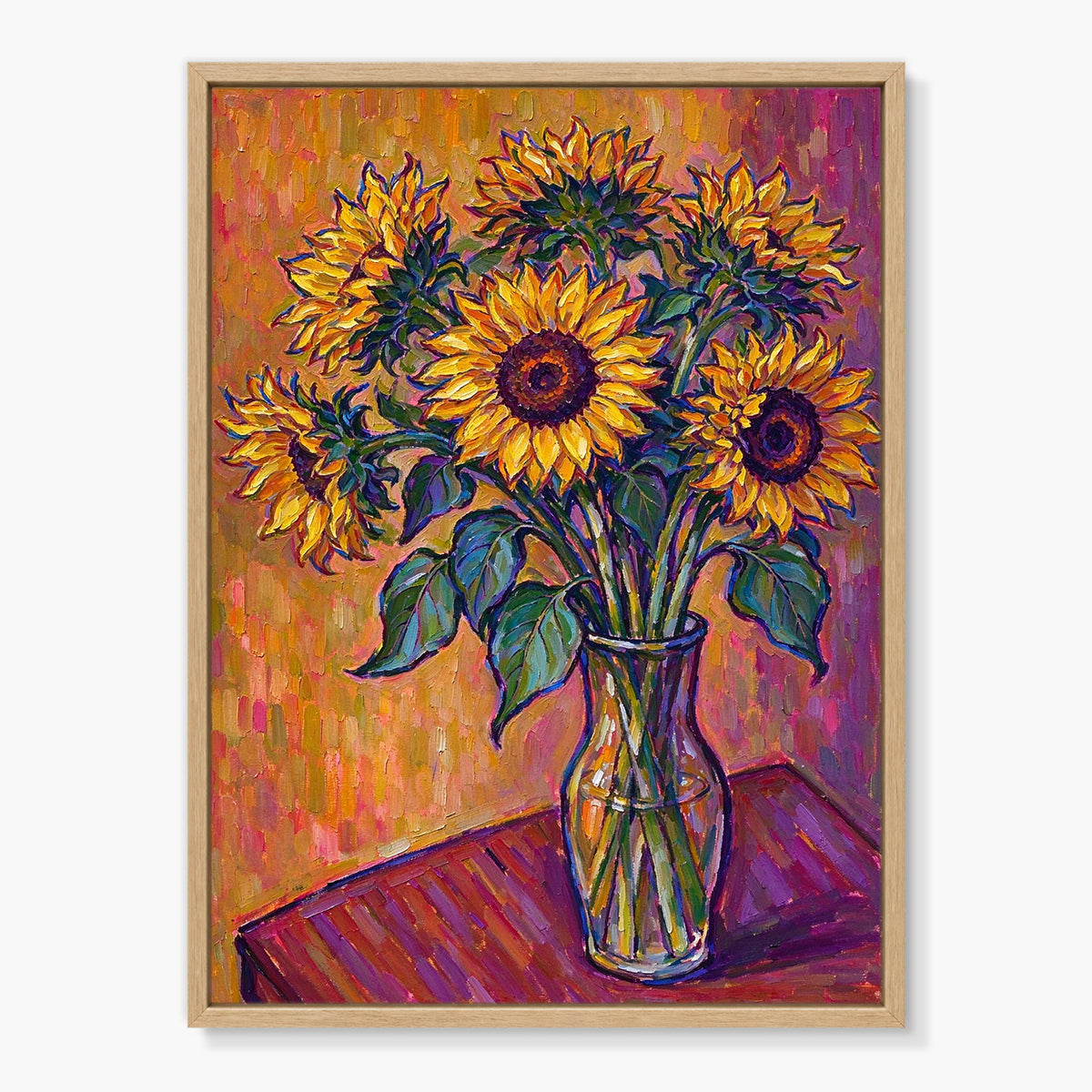 Sunflowers in Amber Vase Painting #M803 - main artwork