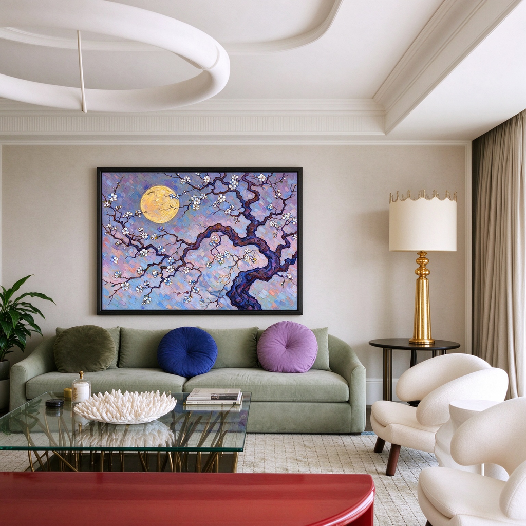 Moonlit Blossom Tree Painting #M804 - image 4