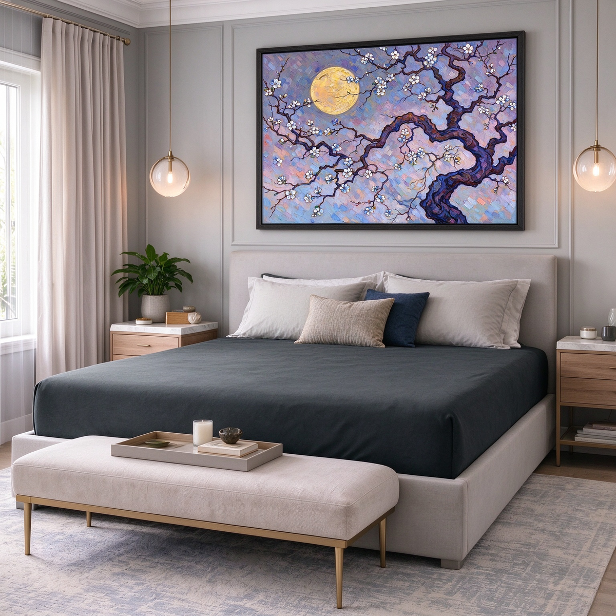 Moonlit Blossom Tree Painting #M804 - image 5