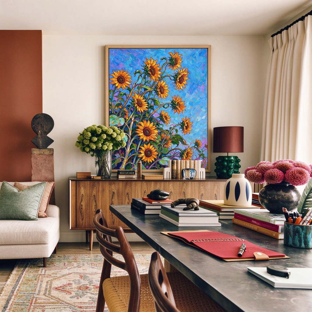 Blue Sky Sunflower Painting #M809 - image 5