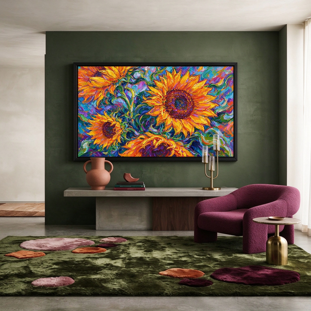 Radiant Sunflower Garden Painting #M811 - image 4