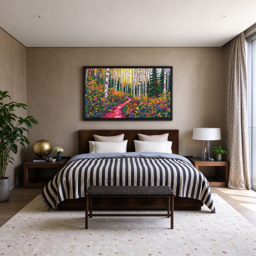 Birch Forest Path Painting #M812 - image 4