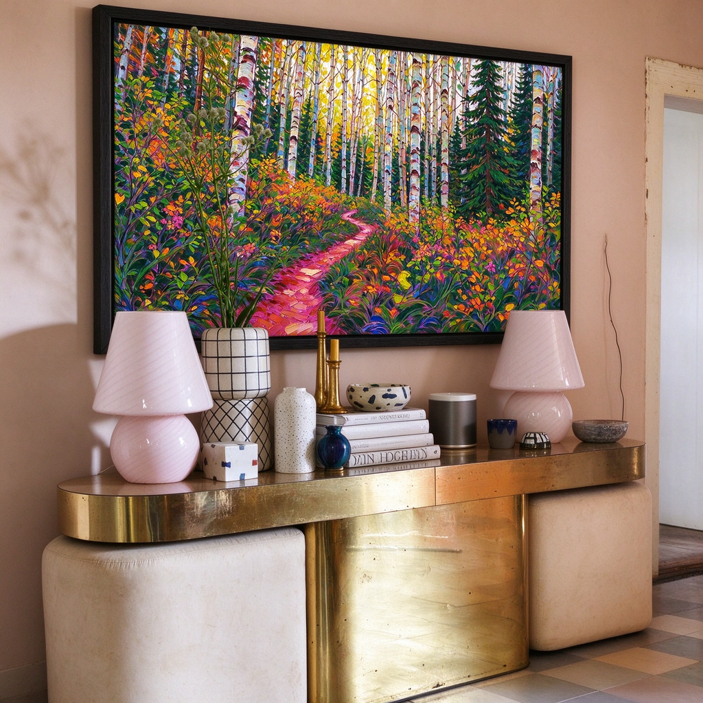 Birch Forest Path Painting #M812 - image 5
