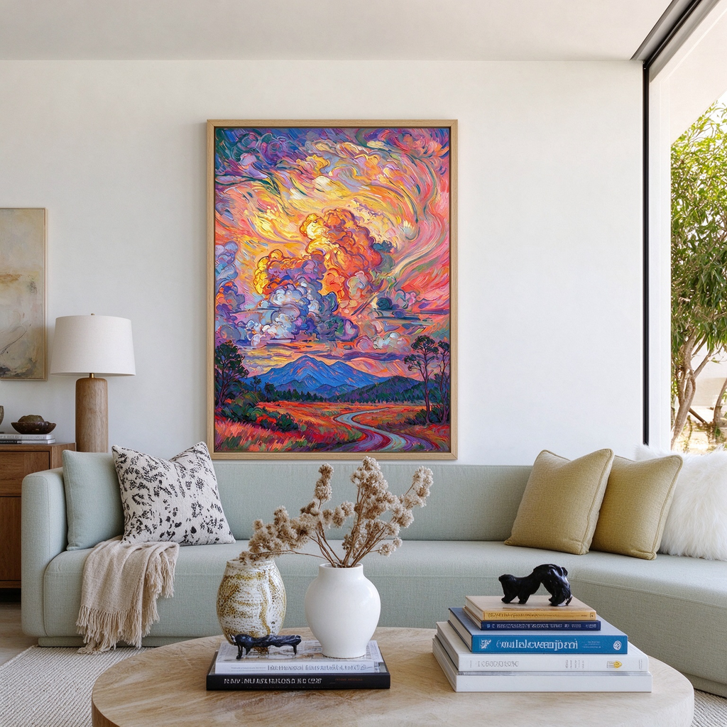 Sunset Valley Landscape Painting #M815 - image 4