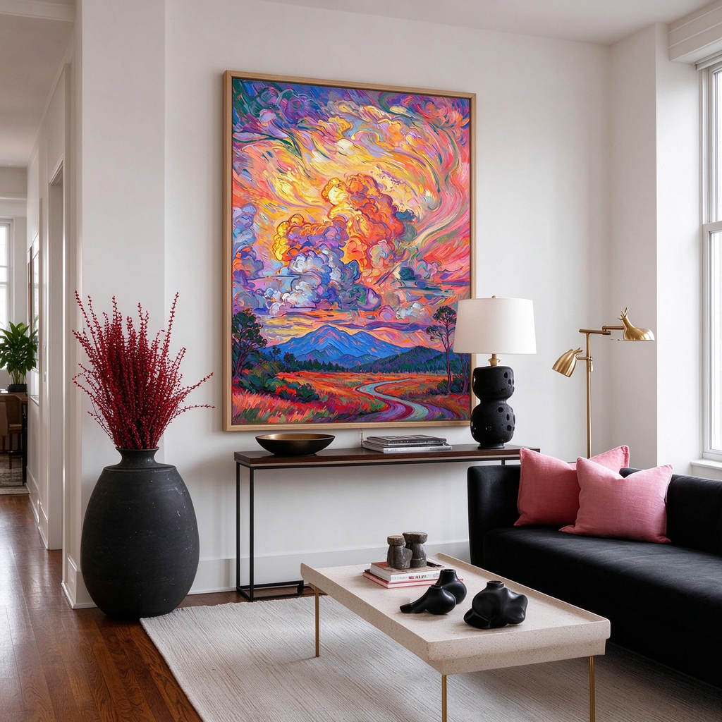 Sunset Valley Landscape Painting #M815 - image 5
