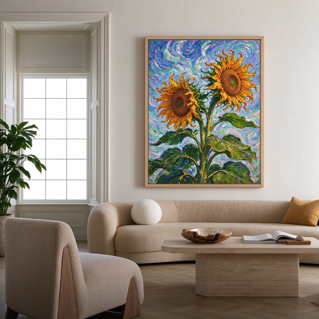 Twin Sunflowers Painting #M817 - image 4