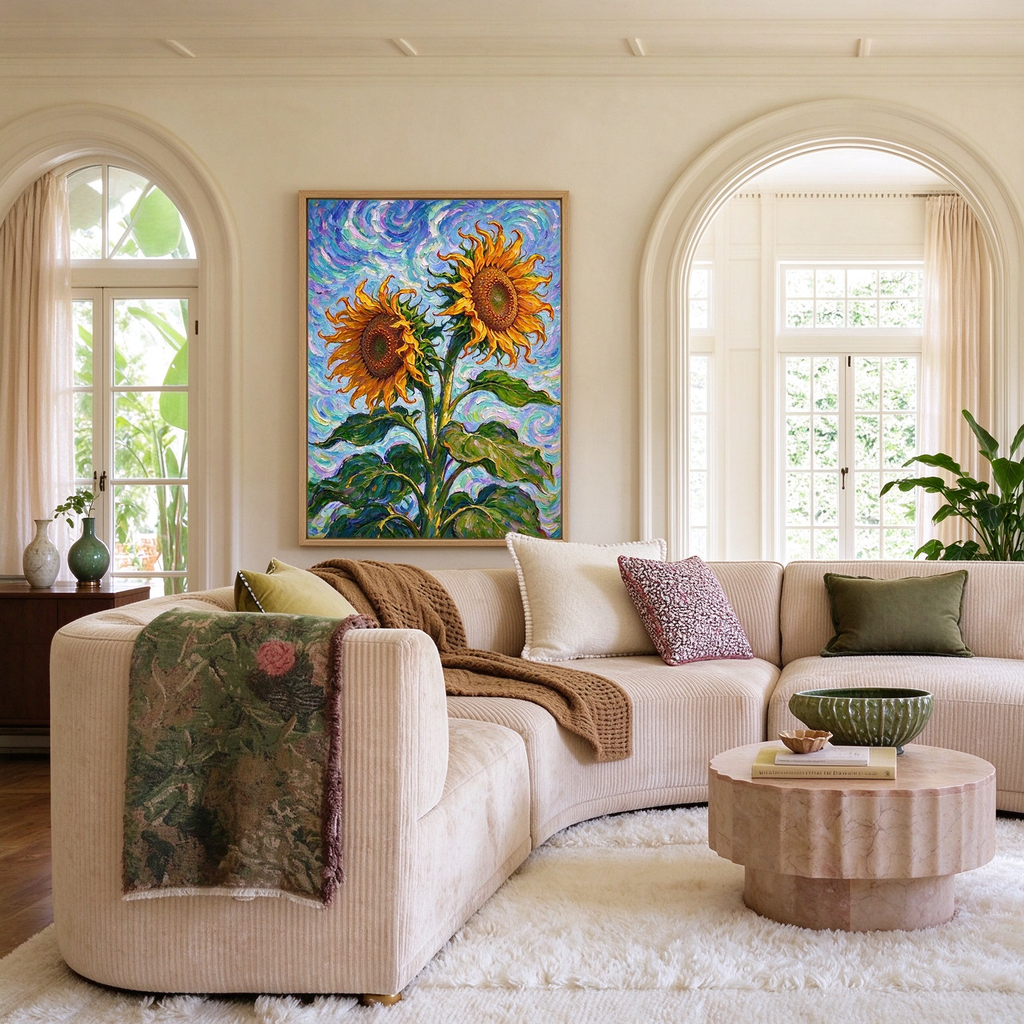 Twin Sunflowers Painting #M817 - image 5