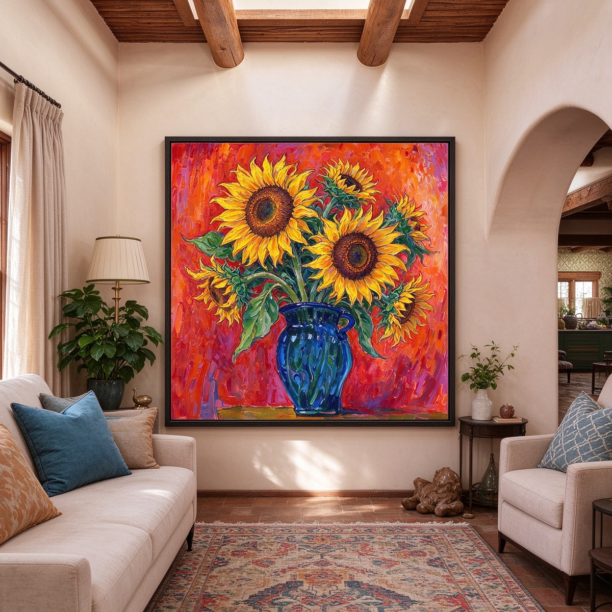 Sunflowers in Blue Vase Painting #M823 - image 4