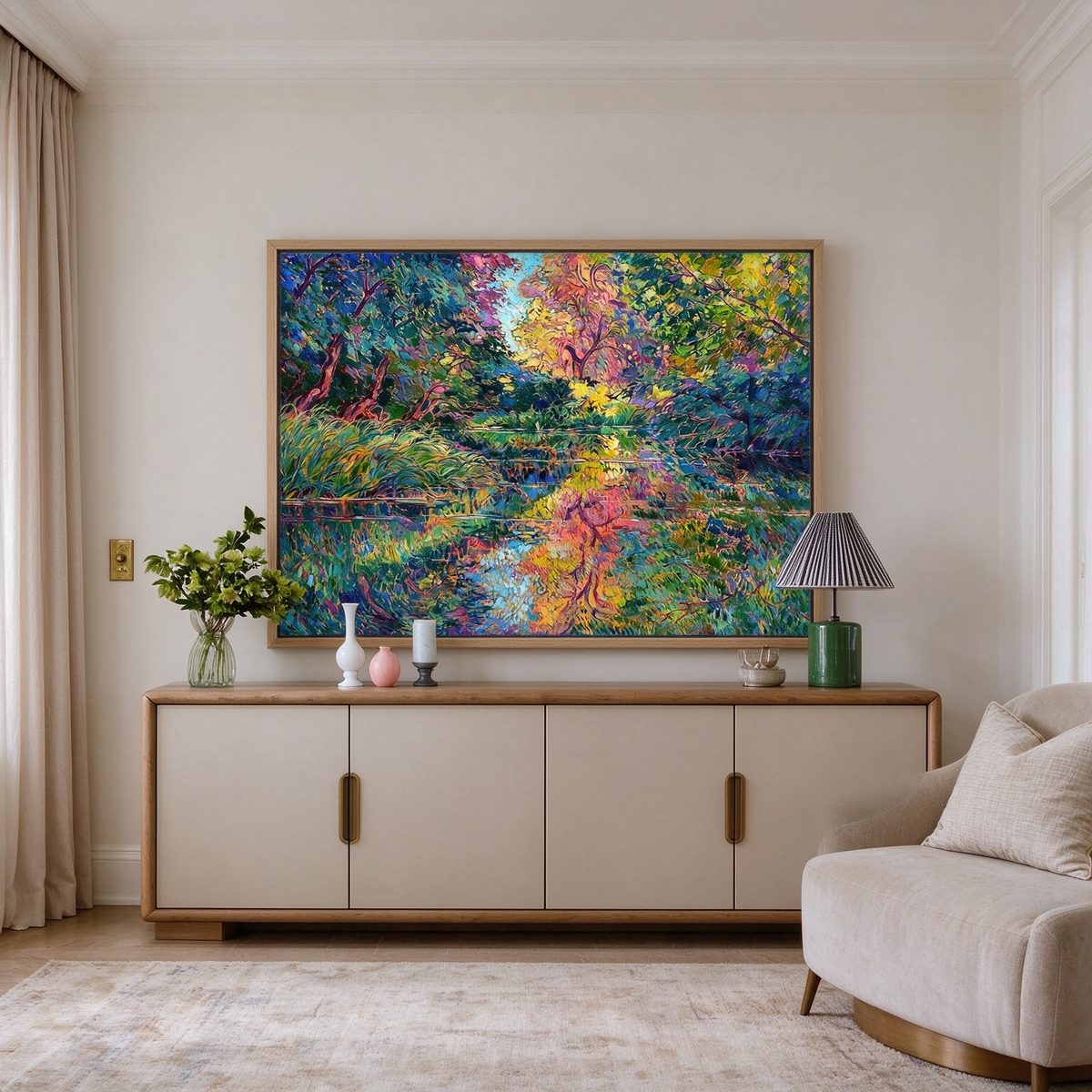 Reflective Garden Pond Painting #M824 - image 4