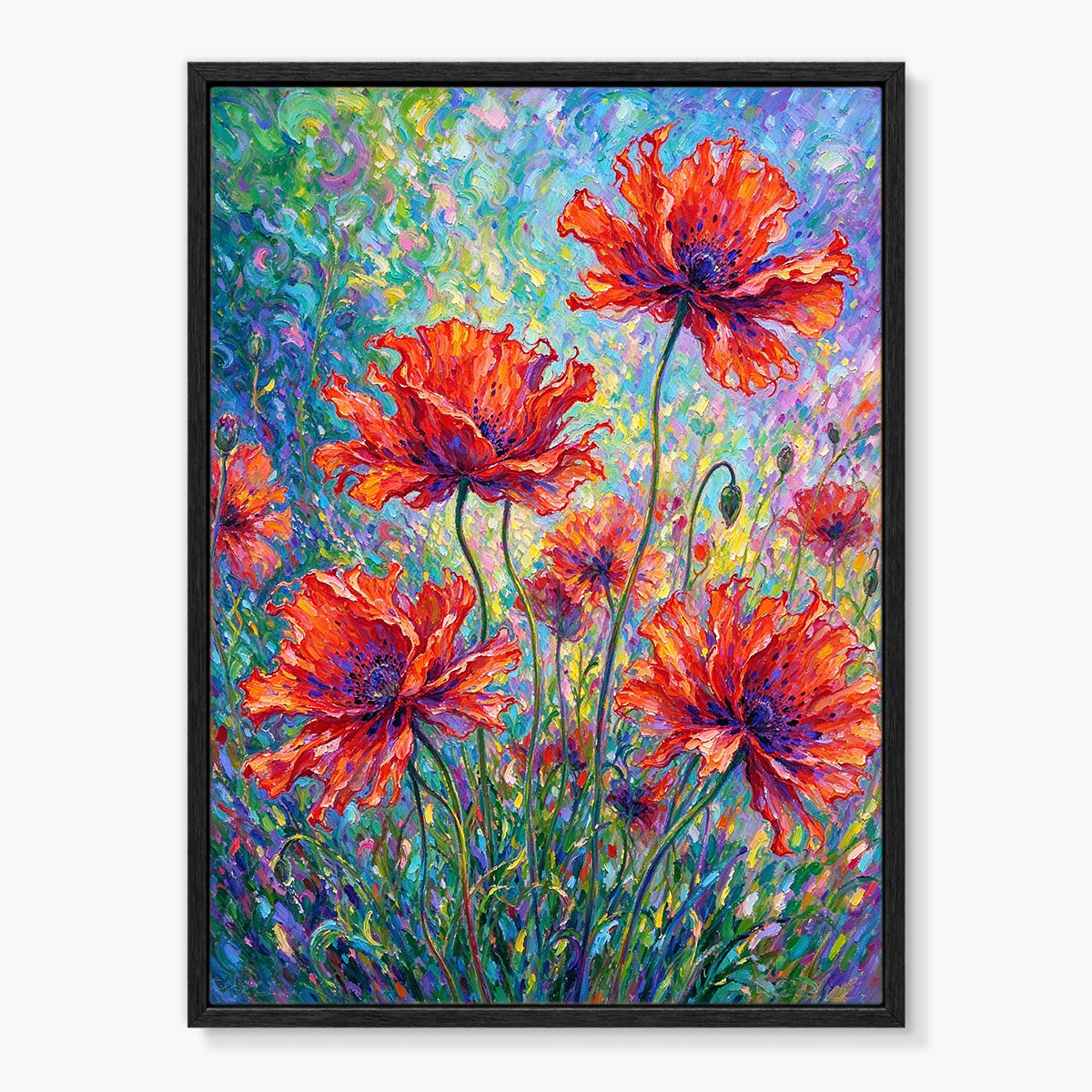 Scarlet Wildflower Garden Painting #M826 - main artwork