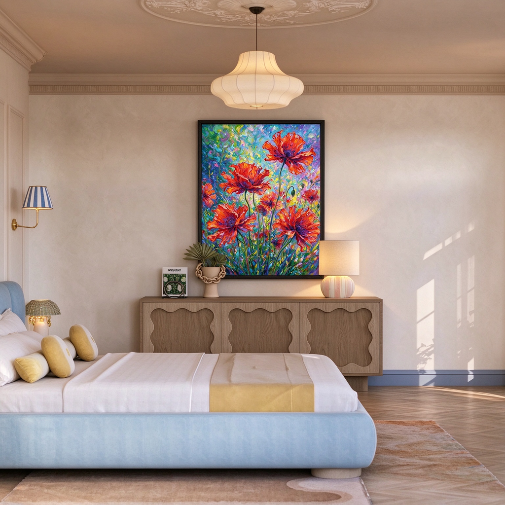 Scarlet Wildflower Garden Painting #M826 - image 4