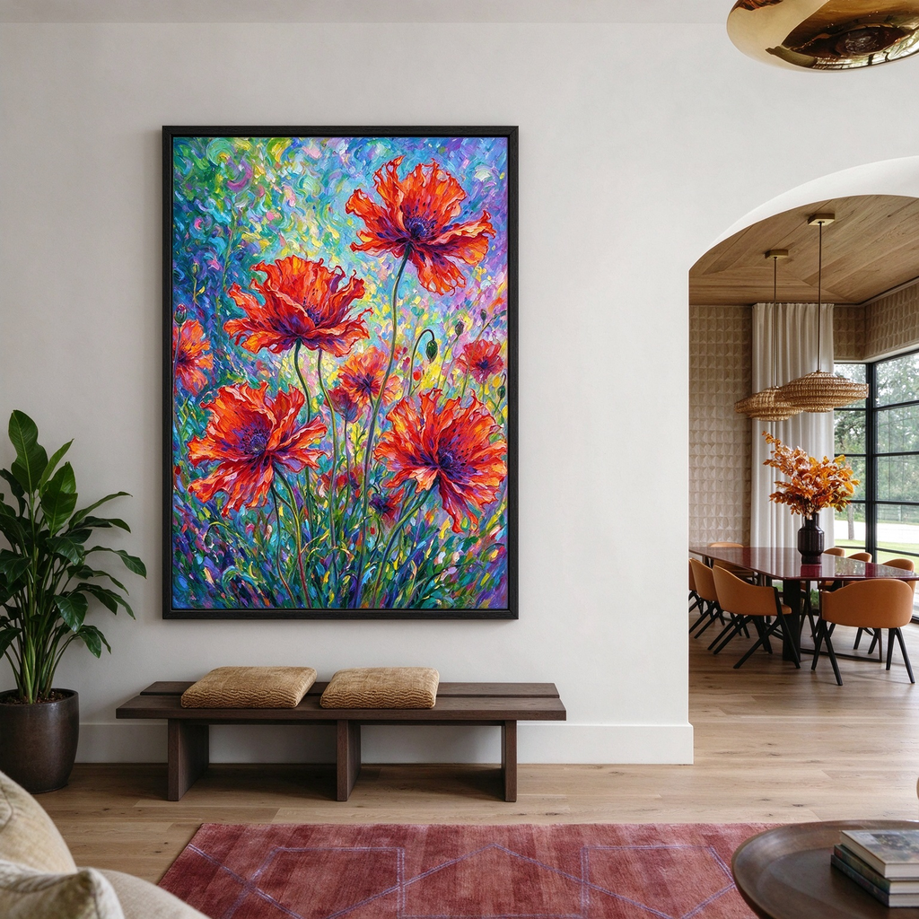Scarlet Wildflower Garden Painting #M826 - image 5