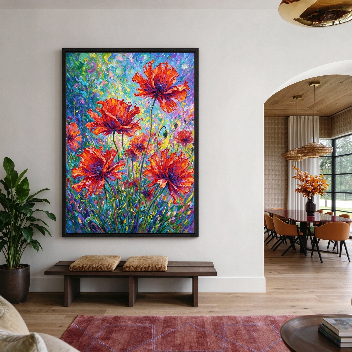 Scarlet Wildflower Garden Painting #M826 - image 5