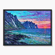 Coastal Mountain Sunset Painting #M829