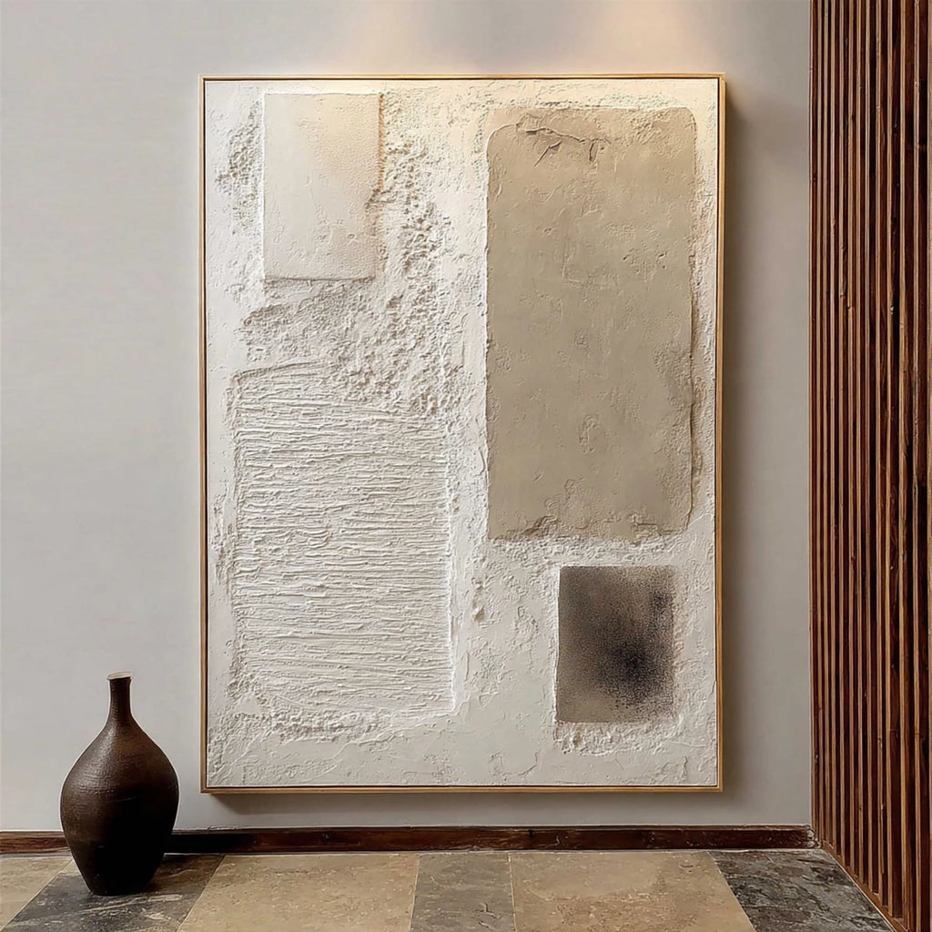 Beige Strata Textured Abstract Painting #M901