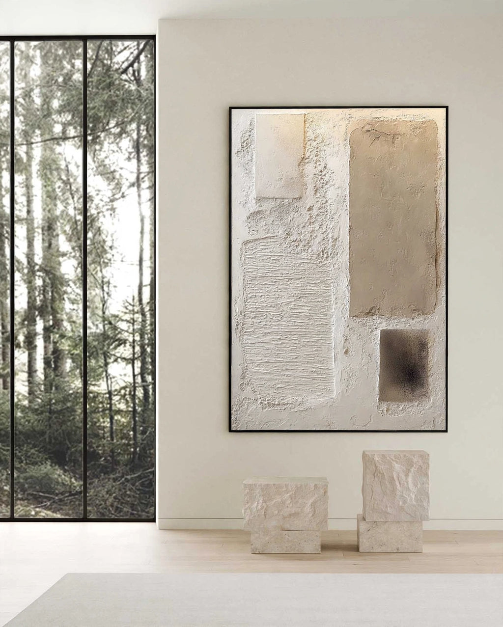 Beige Strata Textured Abstract Painting #M901