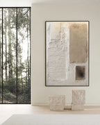 Beige Strata Textured Abstract Painting #M901