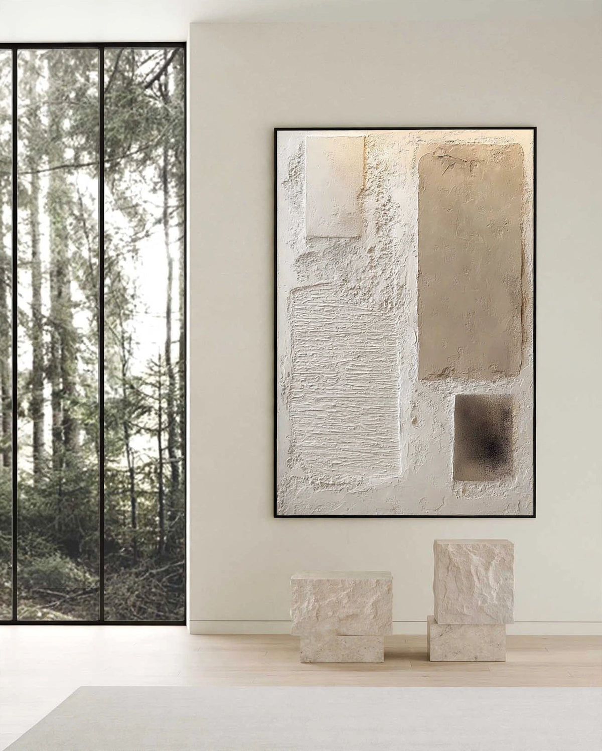 Beige Strata Textured Abstract Painting #M901