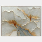 White Gold Floral Plaster Relief Painting #M902