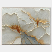 White Gold Floral Plaster Relief Painting #M902