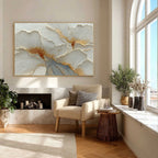 White Gold Floral Plaster Relief Painting #M902