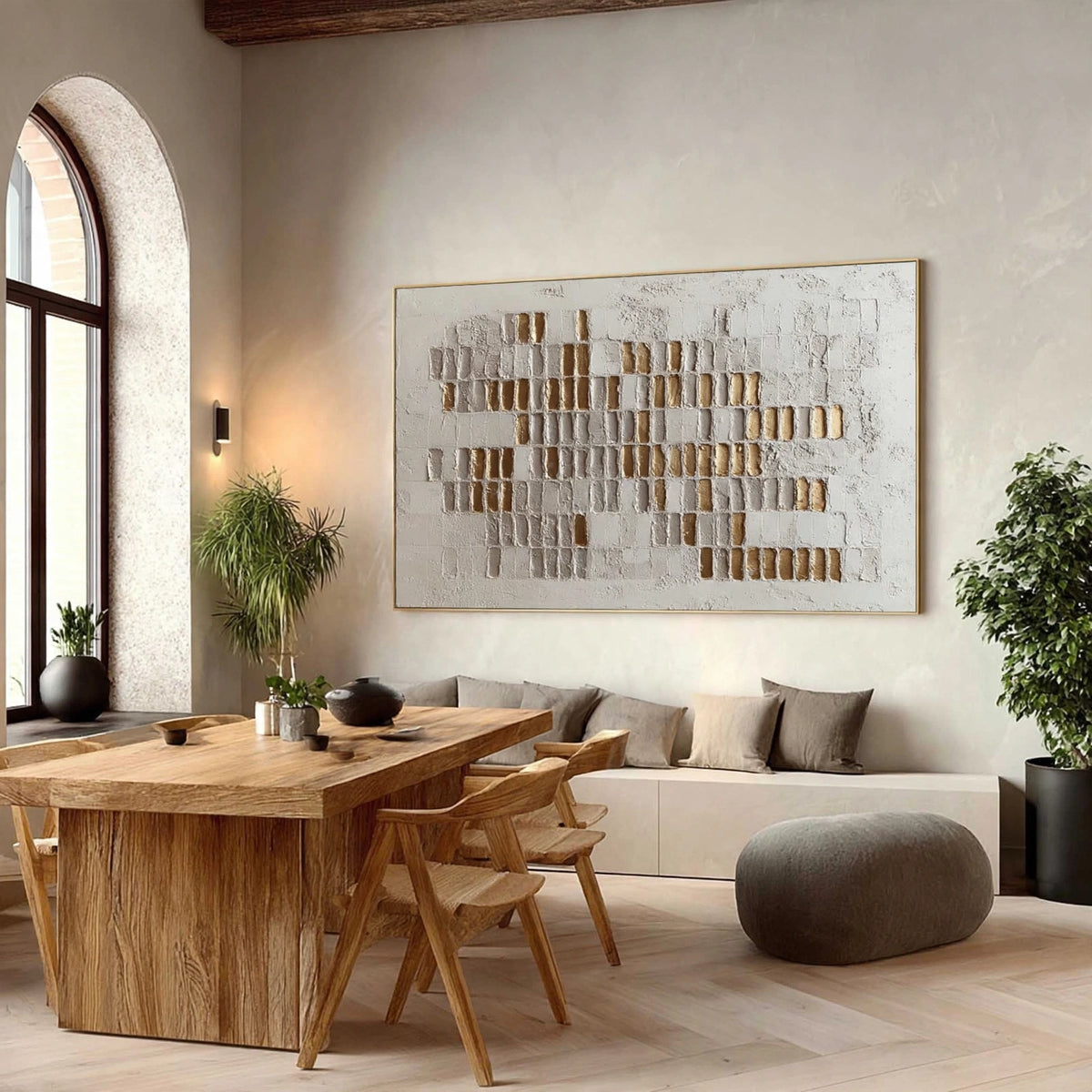 Golden Mosaic Textured Abstract Painting #M903