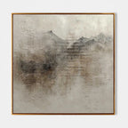 Misty Peaks Textured Landscape Painting #M904