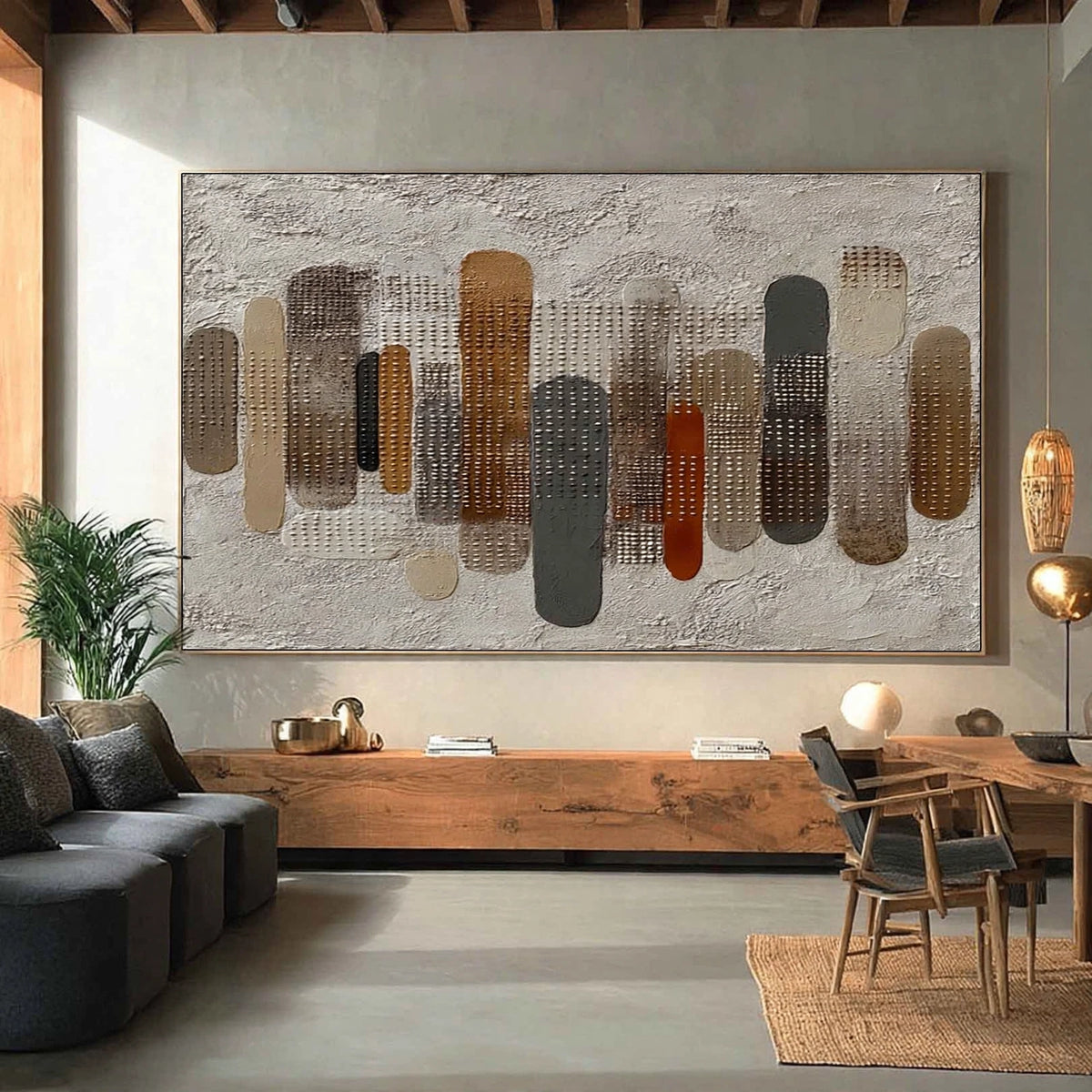 Earthen Rhythms Textured Abstract Painting #M910