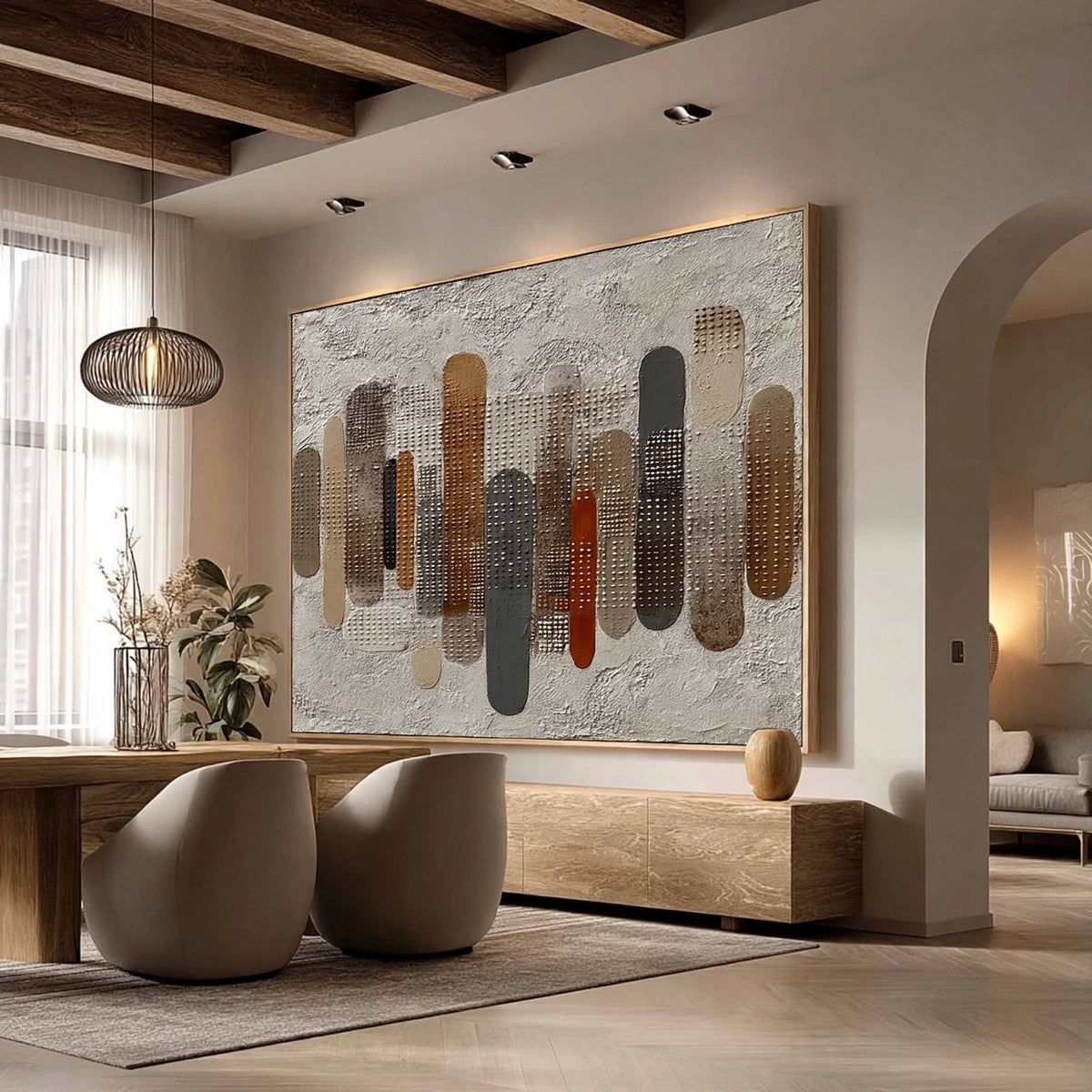 Earthen Rhythms Textured Abstract Painting #M910