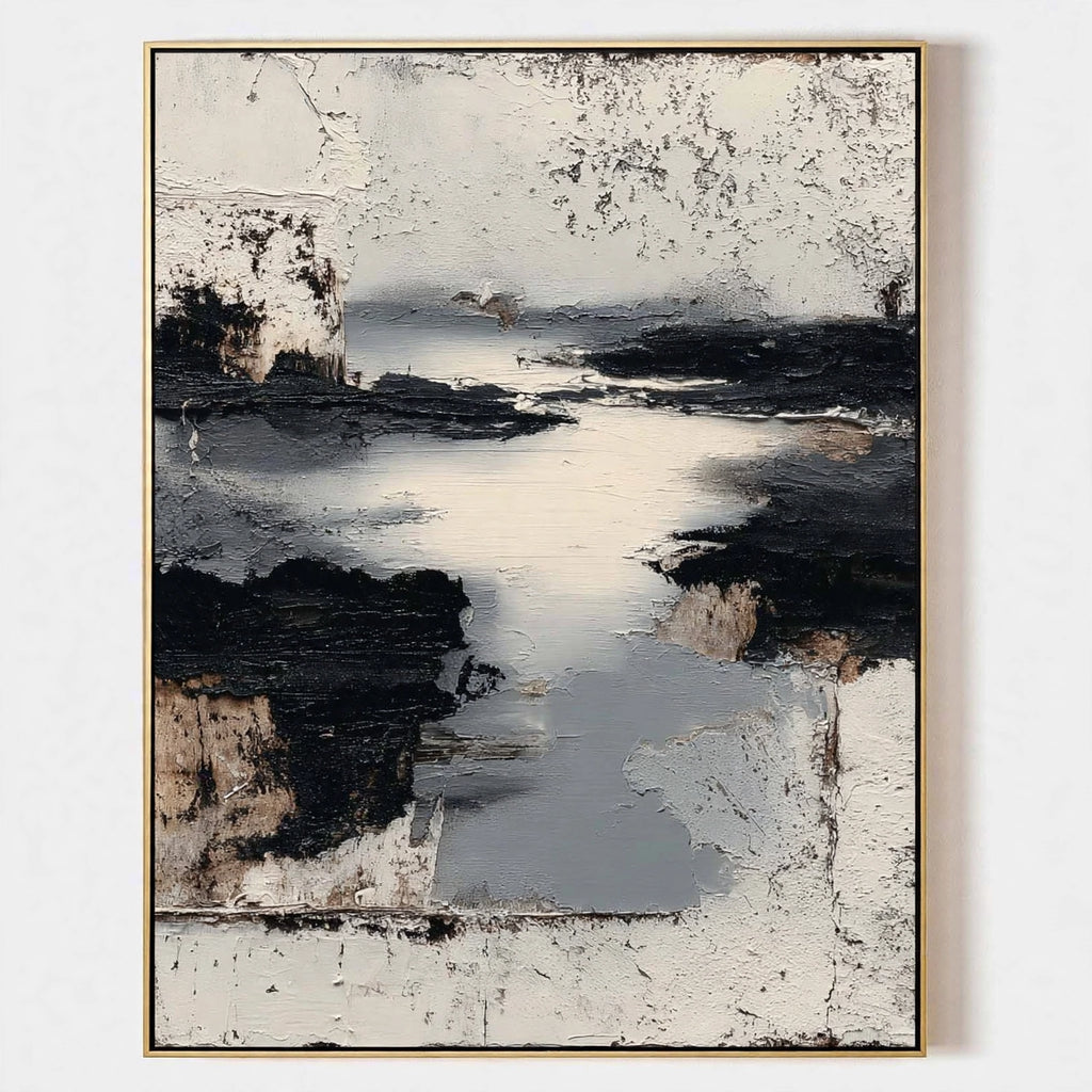 Monochrome Tide Textured Abstract Painting #M911