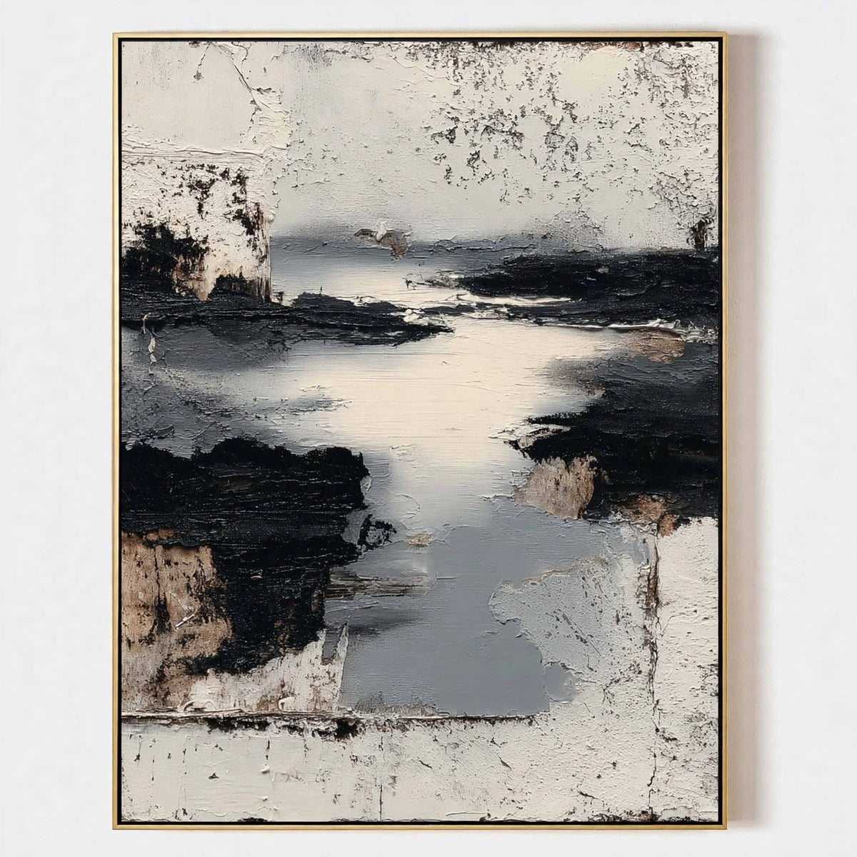 Monochrome Tide Textured Abstract Painting #M911