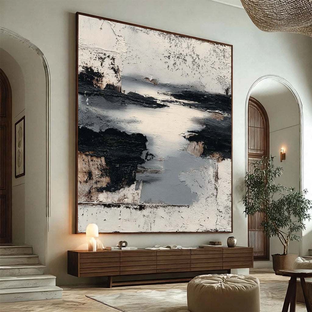 Monochrome Tide Textured Abstract Painting #M911