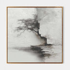 Misty Cliff Pine Textured Landscape Painting #M912