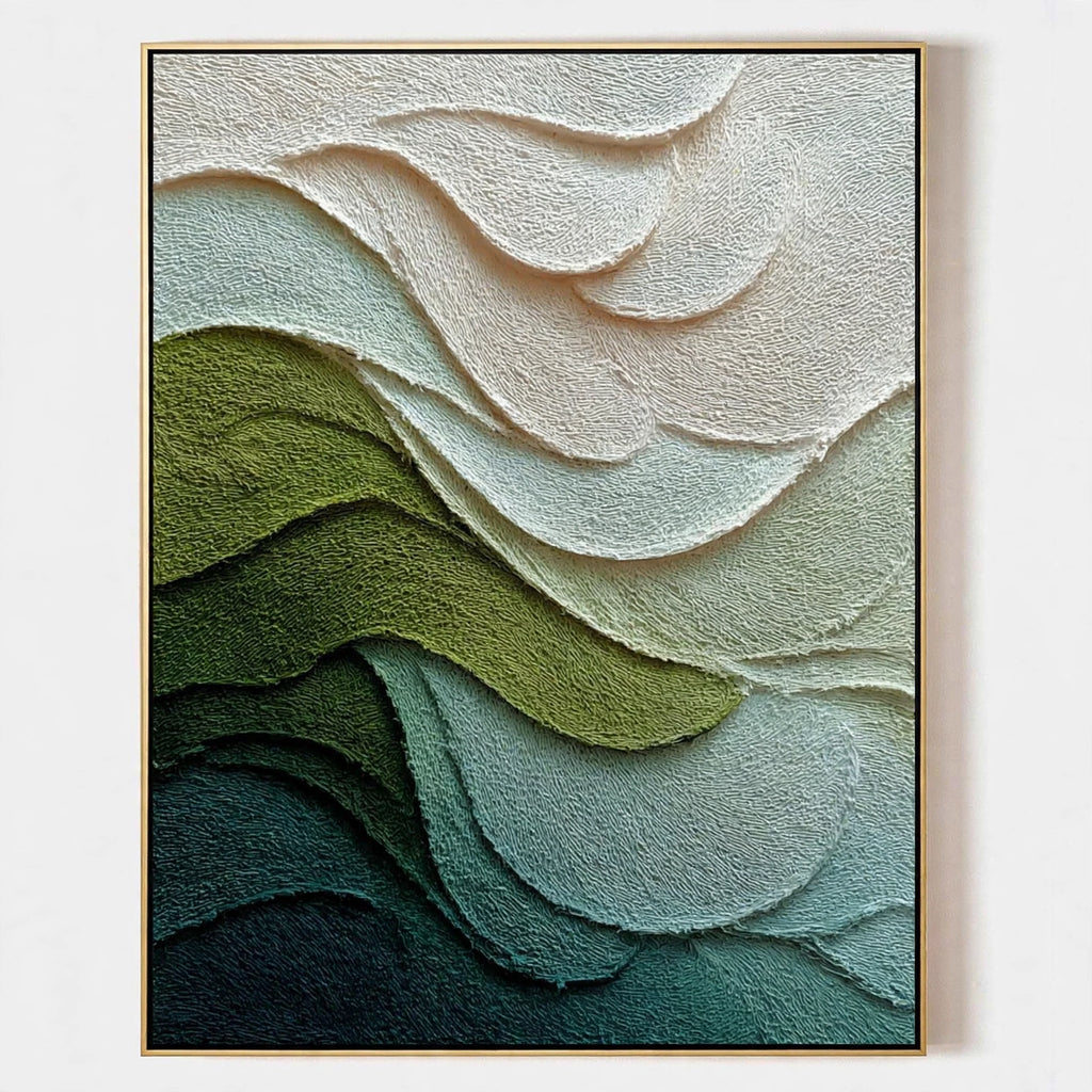 Verdant Waves Textured Abstract Painting #M916