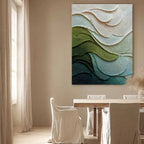 Verdant Waves Textured Abstract Painting #M916