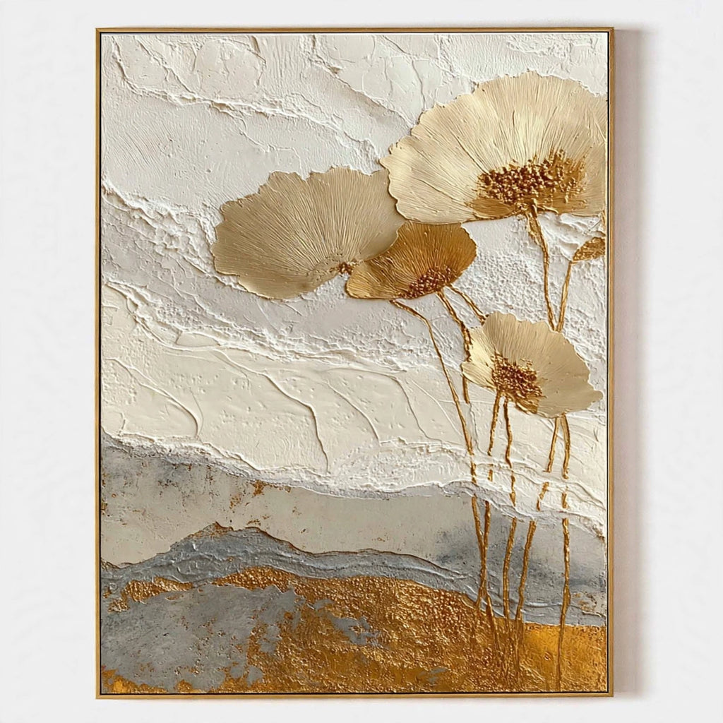 Golden Blossom Plaster Relief Painting #M924
