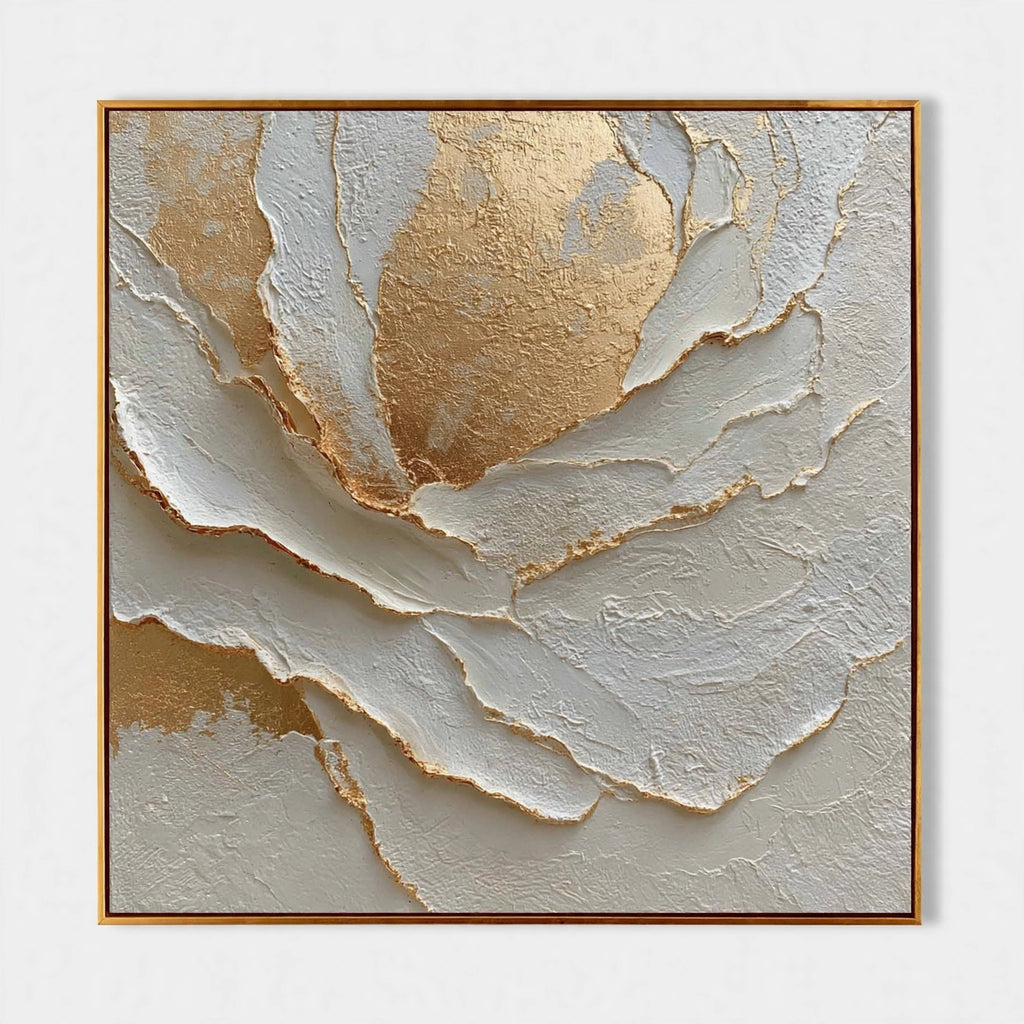 Gilded Petal Plaster Relief Painting #M926