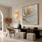 Gilded Petal Plaster Relief Painting #M926