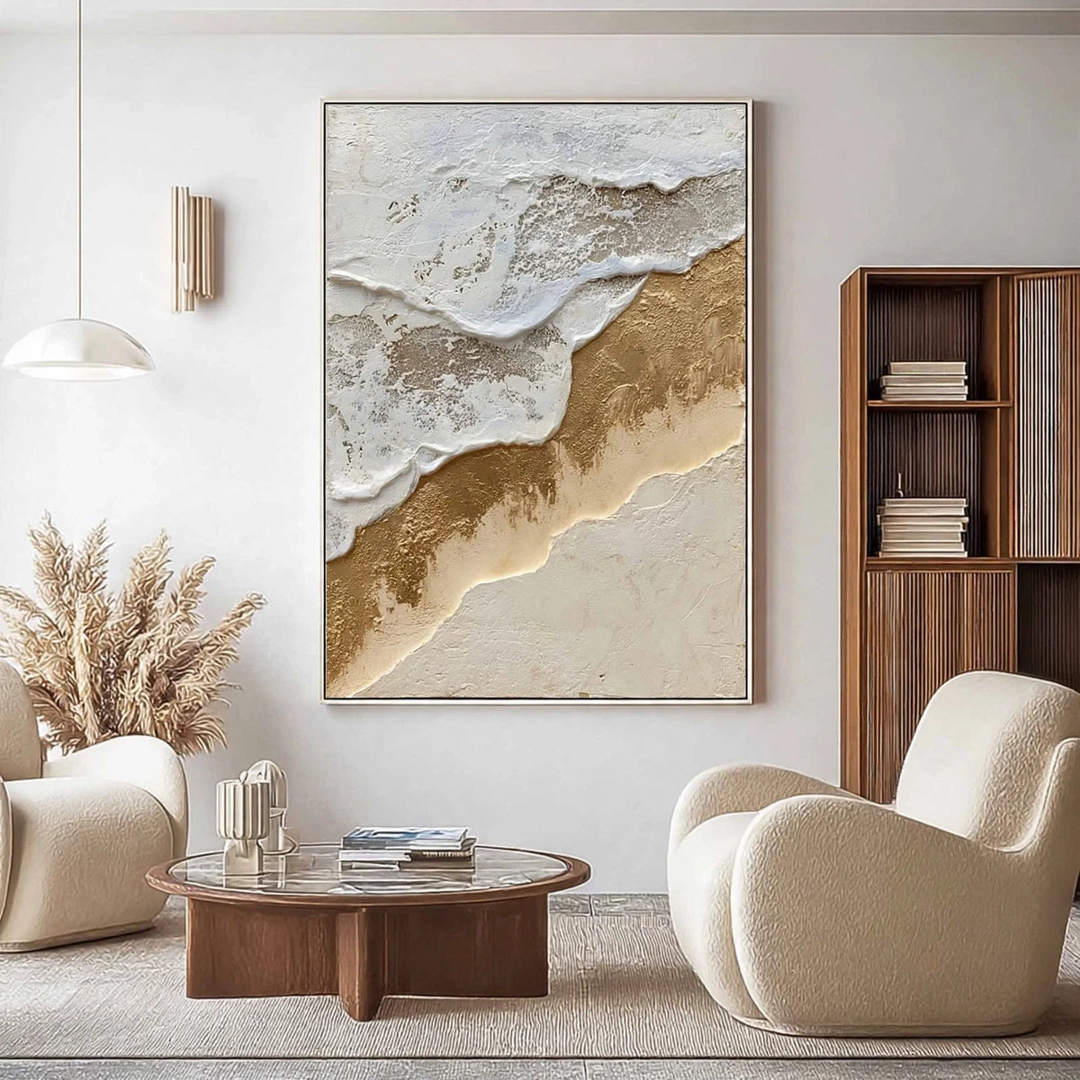 Gilded Tide Plaster Texture Painting #M931
