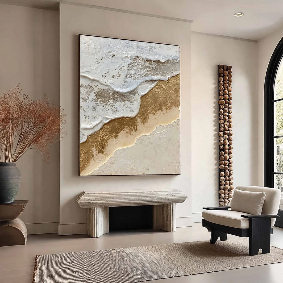 Gilded Tide Plaster Texture Painting #M931