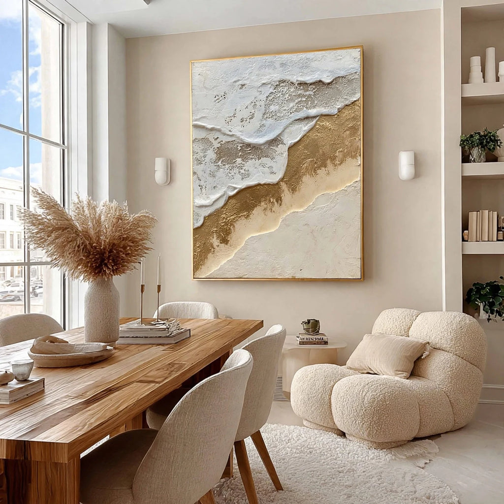 Gilded Tide Plaster Texture Painting #M931